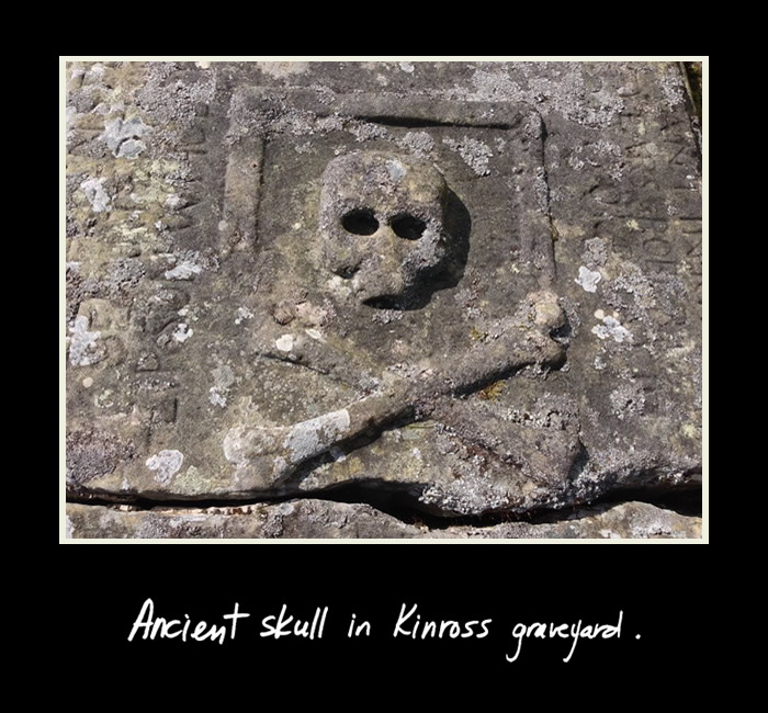 Ancient skull in Kinross graveyard