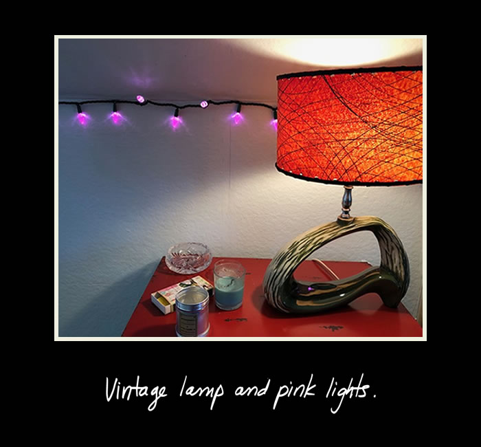 vintage lamp and pink lights